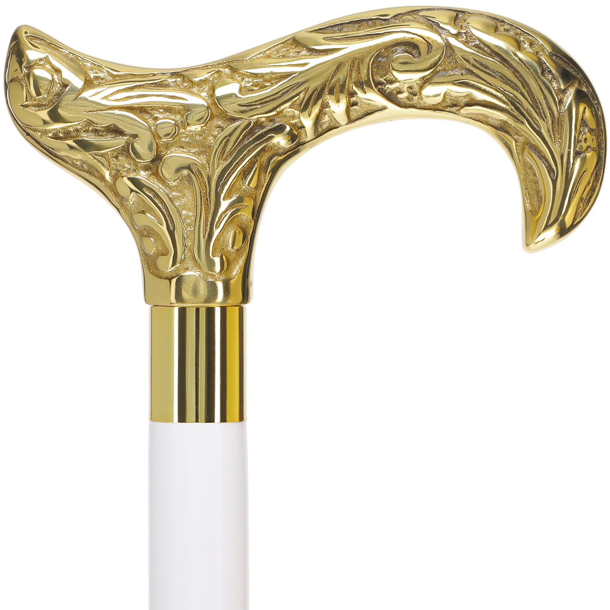 Scratch and Dent Brass Derby Handle Walking Cane w/ Brown Beechwood Shaft and Aluminum Gold Collar V2112 Outlet Countdown Package