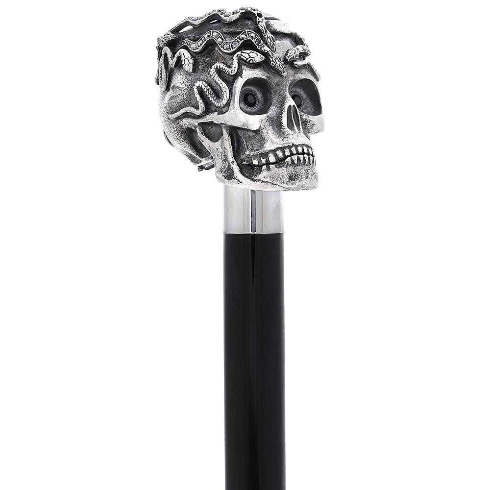 Italian Luxury: Skull & Snakes with Crystal Eyes, 925r Silver Enjoy Cheap Online