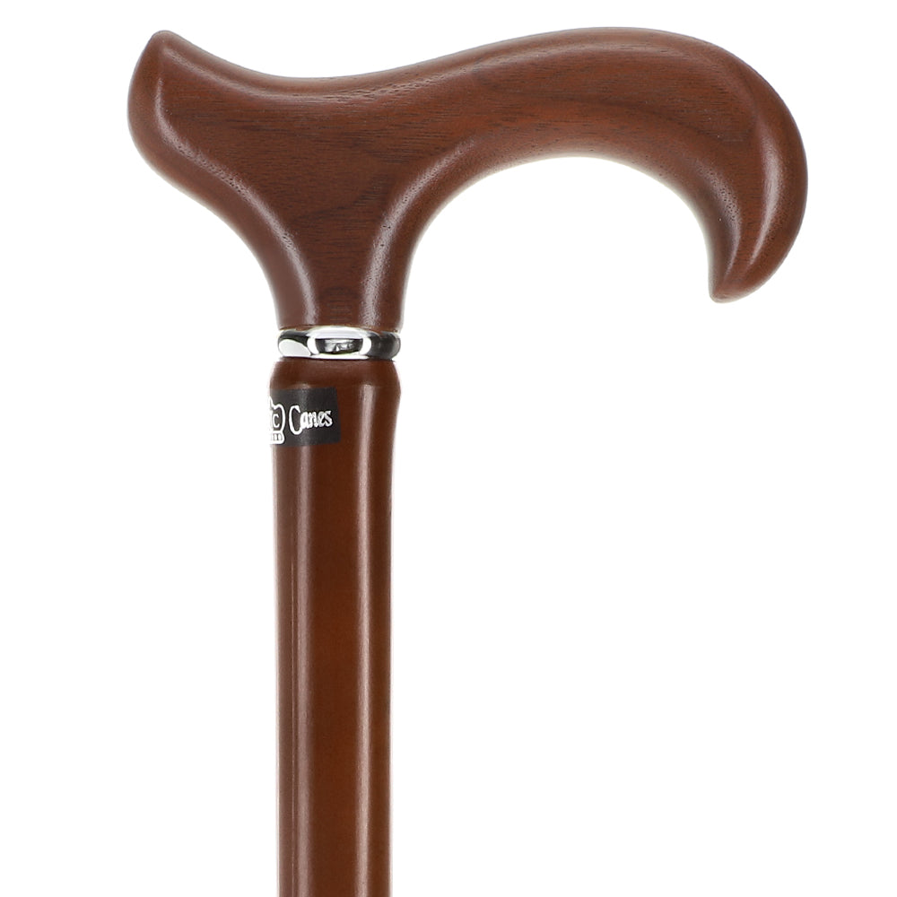 Scratch and Dent Walnut Derby Handle Cane with Dark Bamboo Shaft V2111 Real For Sale