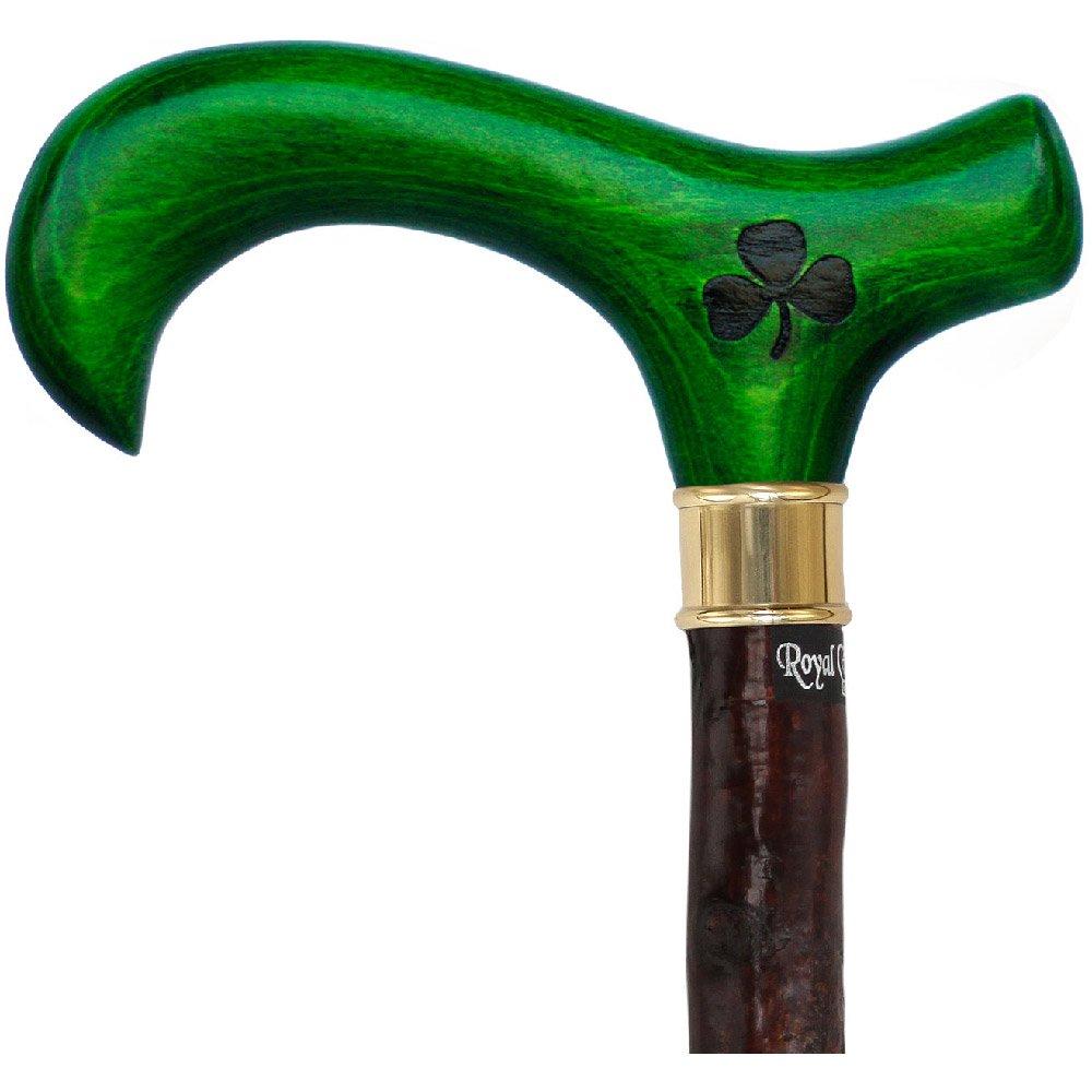 Genuine Blackthorn Wood Derby Walking Cane With Green Beech wood Handle and Shamrock Sale 2025 Unisex