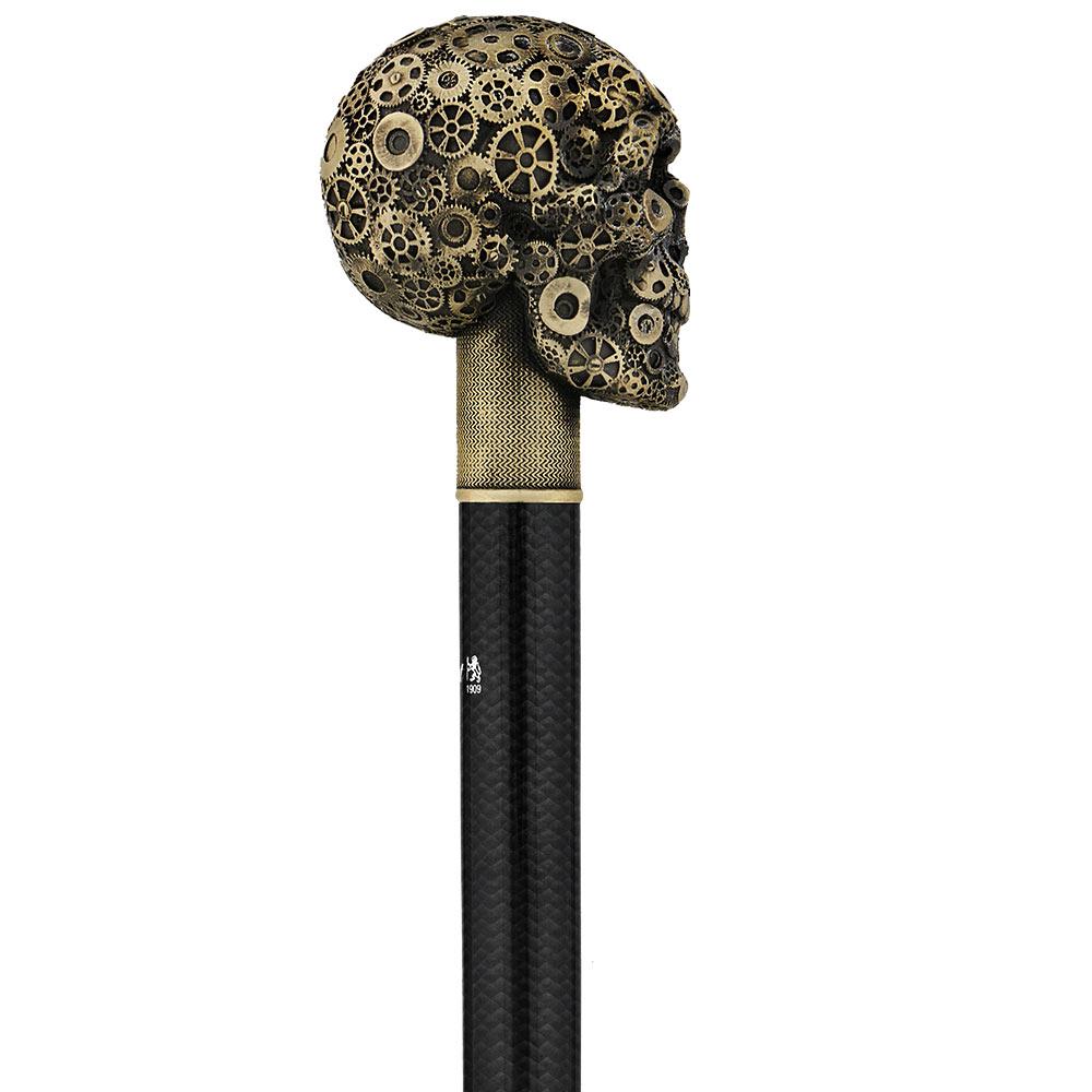 French Steampunk Gears & Skull Cane: Carbon Fiber by 2 Saints Cheap Sale Countdown Package