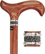 Scratch and Dent Derby Walking Cane With Tulipwood Shaft and Pewter Rose Collar V2100 For Sale Sale Online