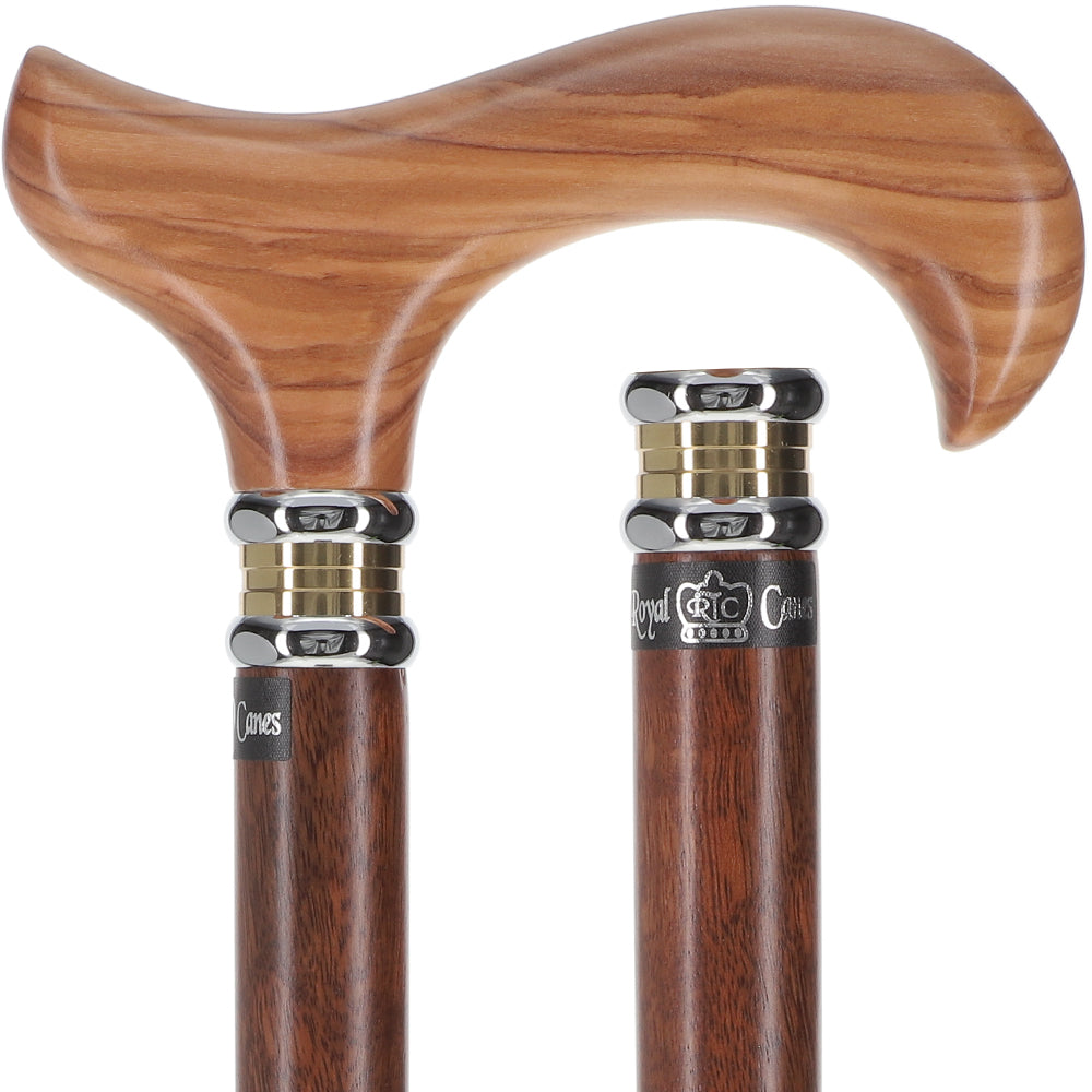 Olivewood Derby Cane - Two-Tone Collar & Ovangkol Shaft The Cheapest Cheap Online