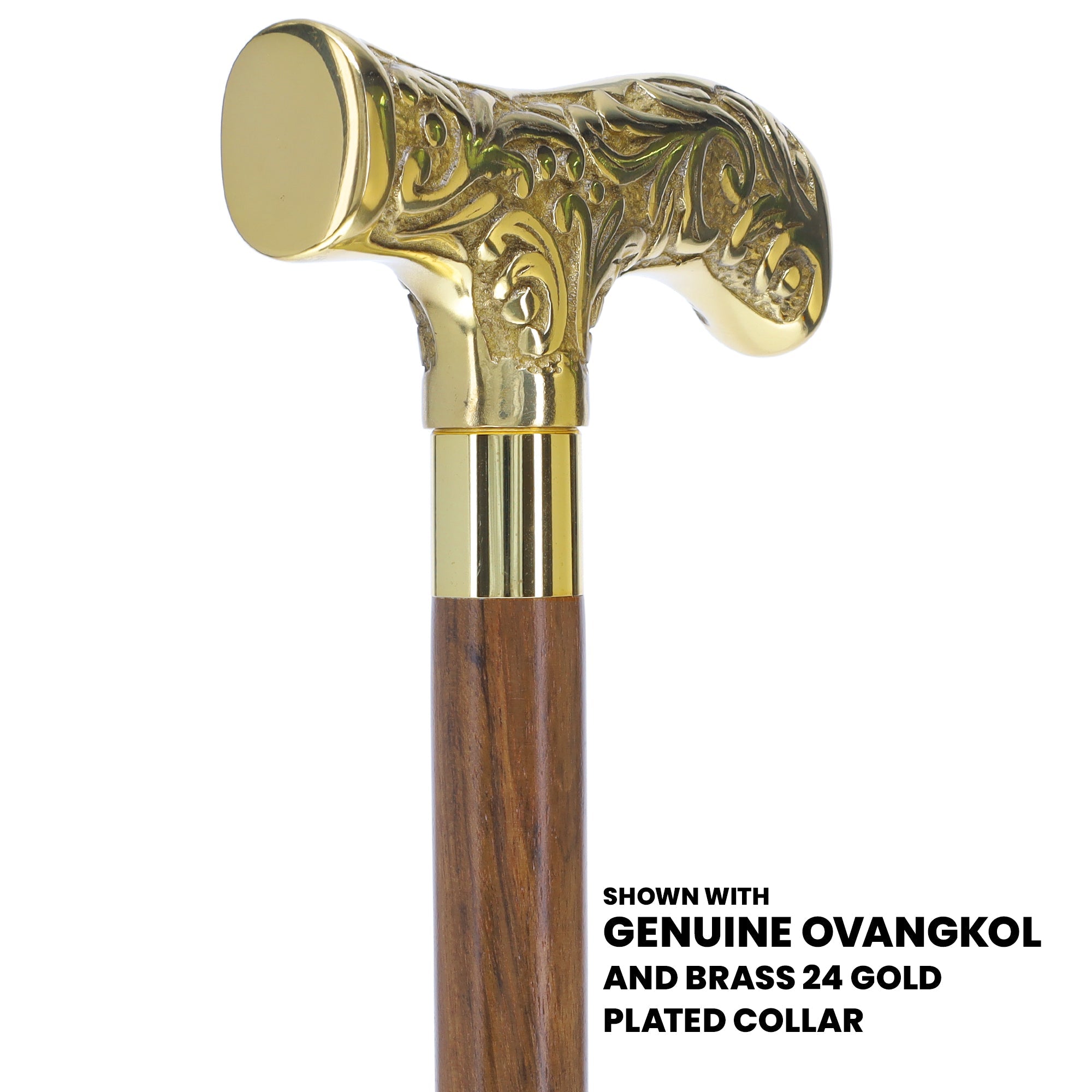 Scratch and Dent Brass T Shaped Handle Walking Cane w/ Wenge Shaft and Brass Gold Collar V3205 High Quality Cheap Pice