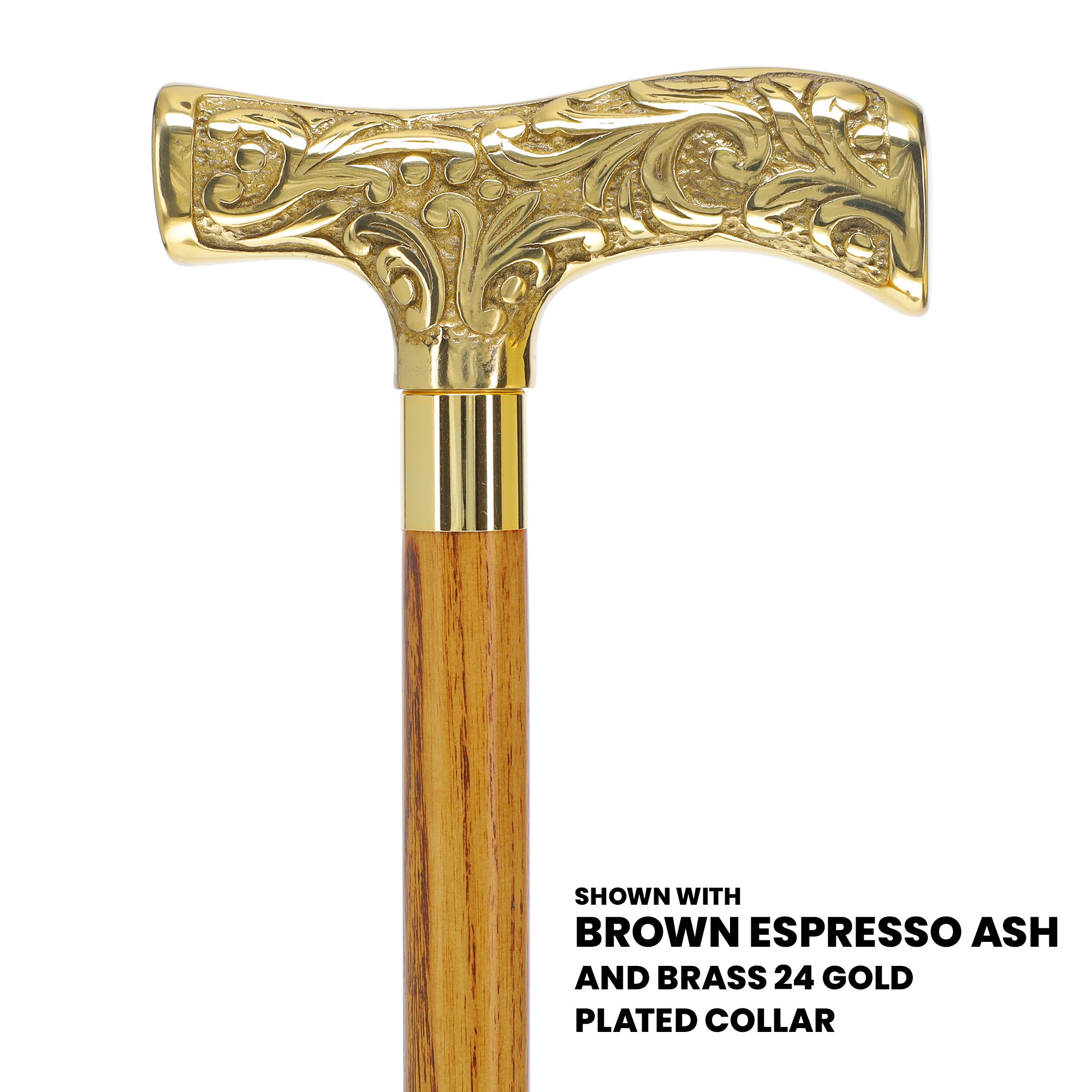 Premium Brass T-shaped Handle Walking Cane: Custom Shaft & Collar Sale Online Online