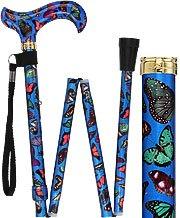 Scratch and Dent Blue Skies Butterfly Folding Adjustable Cane with Patterned Handle with Retractable Ice Tip V3040 Outlet Buy