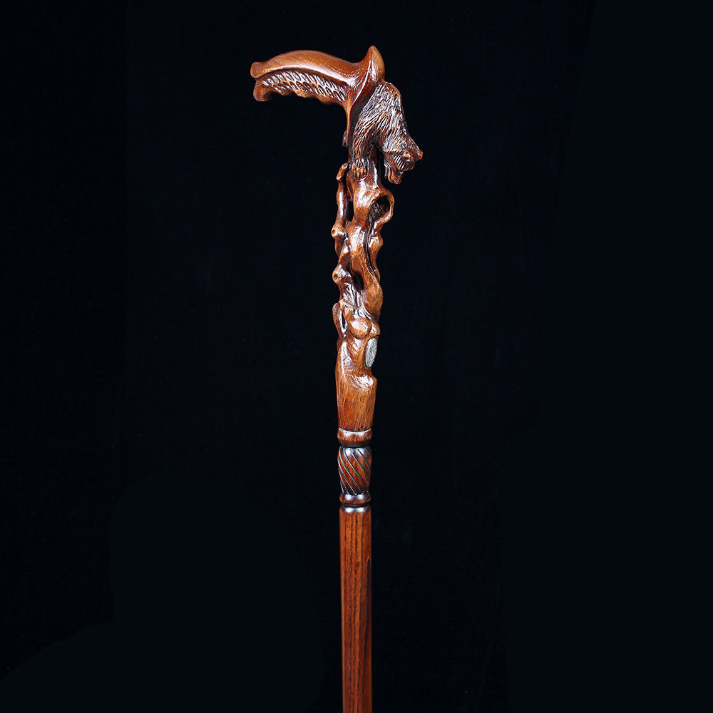 Scratch and Dent Awakening Bear (dark) Artisan Intricate Handcarved Cane V2409 Visit Online