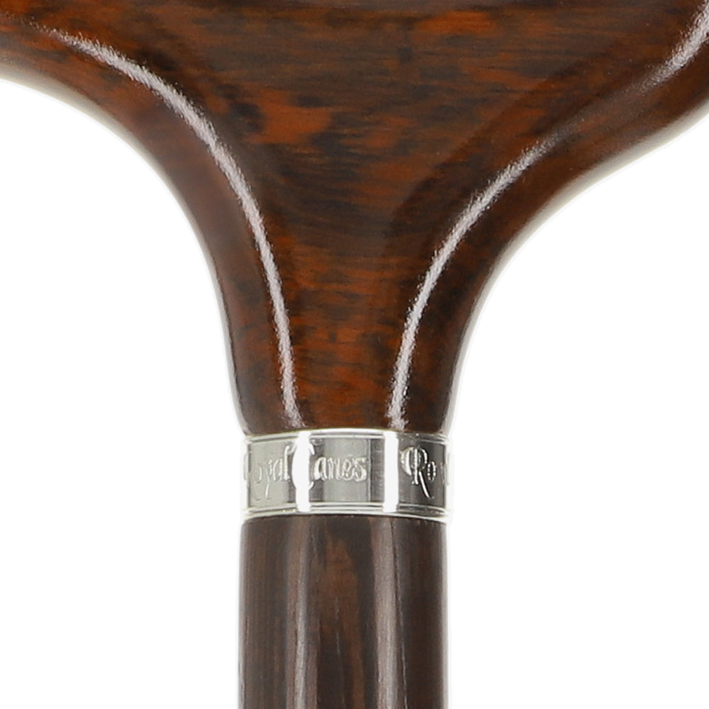 Scratch and Dent Derby Walking Cane w/ Genuine Snakewood Handle & Wenge Shaft w/ Silver Collar V3217 Buy Cheap Perfect