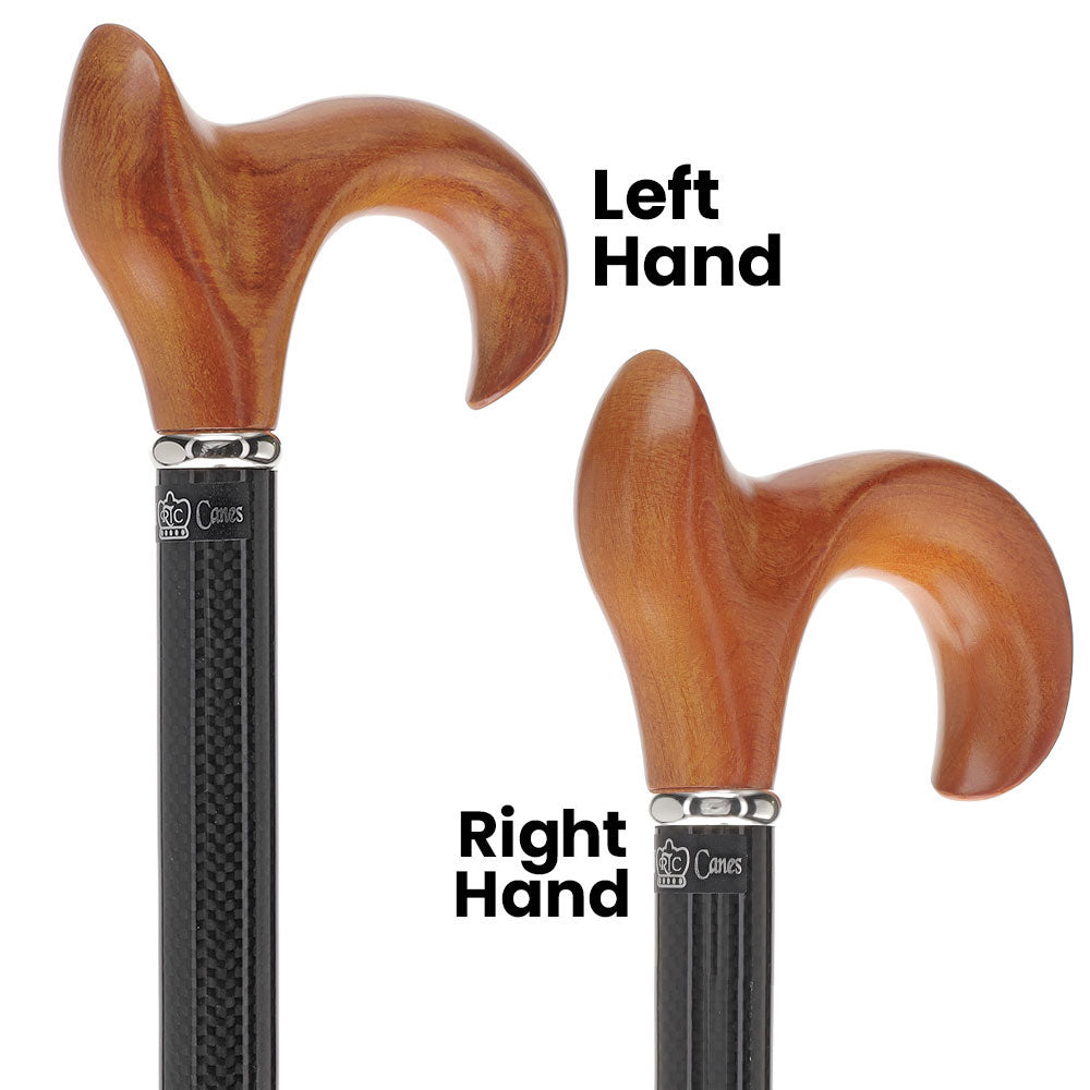 Cherry Maple Ergonomic Cane: Carbon Fiber Shaft, Silver Collar Best Pices Sale Online