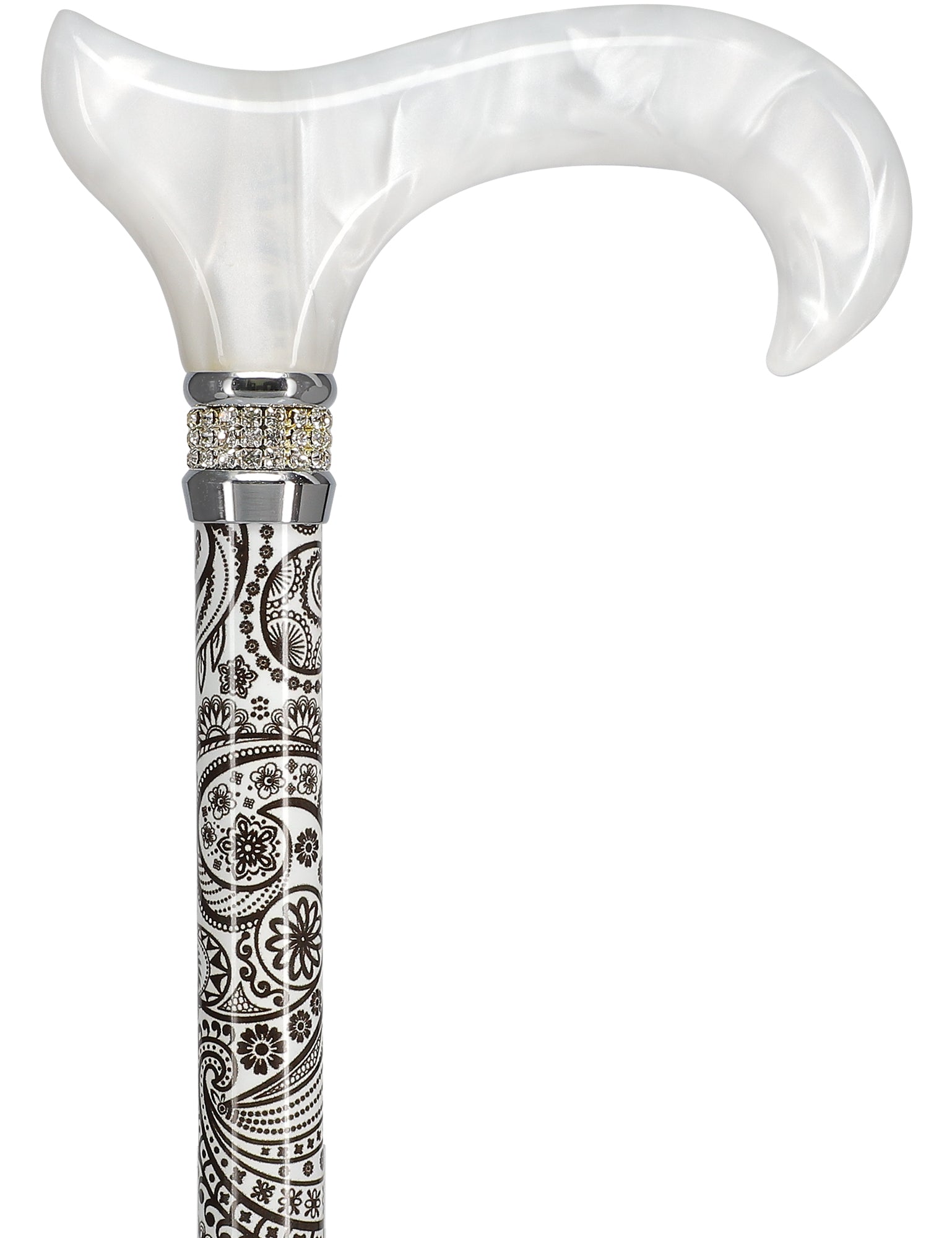 Rhinestone Designer Cane: Black & White Majesty Pearlz Visit Online