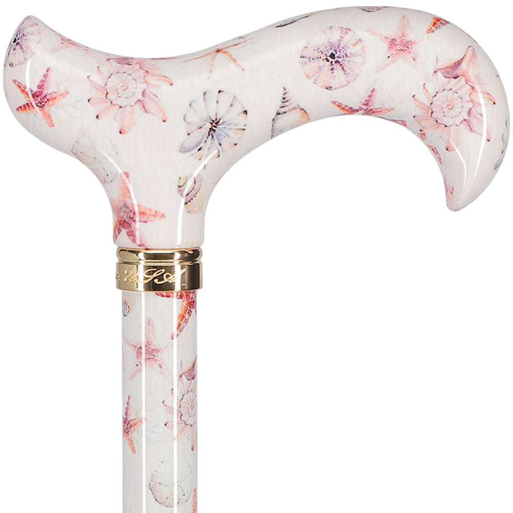 Watercolor Seashells: Designer Derby Cane Patterned Handle Buy Cheap Very Cheap