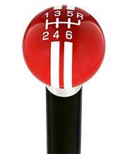 Red & White Rally Shift Round Knob Cane w/ Custom Wood Shaft & Collar Free Shipping Popular