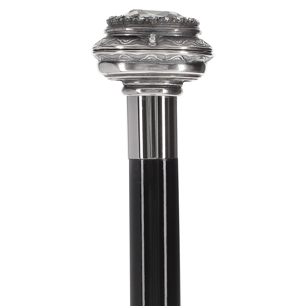 Italian Luxury: Pillbox Knob Stick, Swarovski Crystals, 925r Silver For Cheap Sale Online