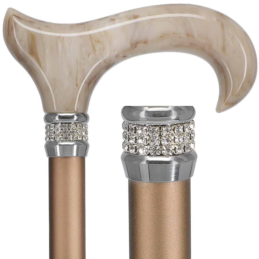 Scratch and Dent Rhinestone Designer Cane: Exquisite Pearlz Champagne Swirl V2350 Free Shipping Big Sale