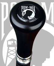 Scratch and Dent POW-MIA Flat Top Walking Stick With Black Beechwood Shaft and Pewter Collar V1645 Good Selling Cheap Online