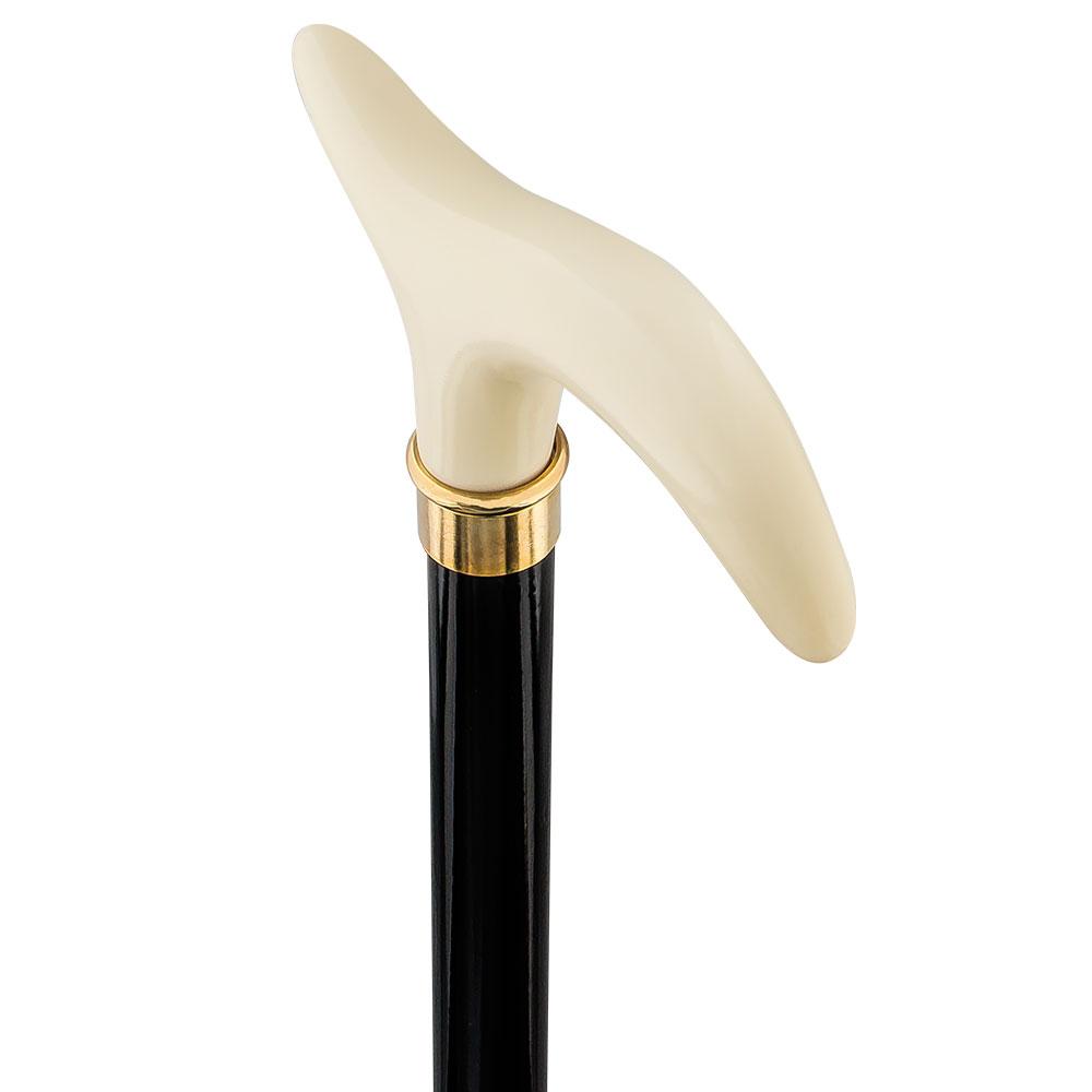 Scratch and Dent Faux Ivory Nuevo Handled Walking Cane w/ Black Beech Wood Shaft & Brass Collar V2048 With Paypal Cheap Online