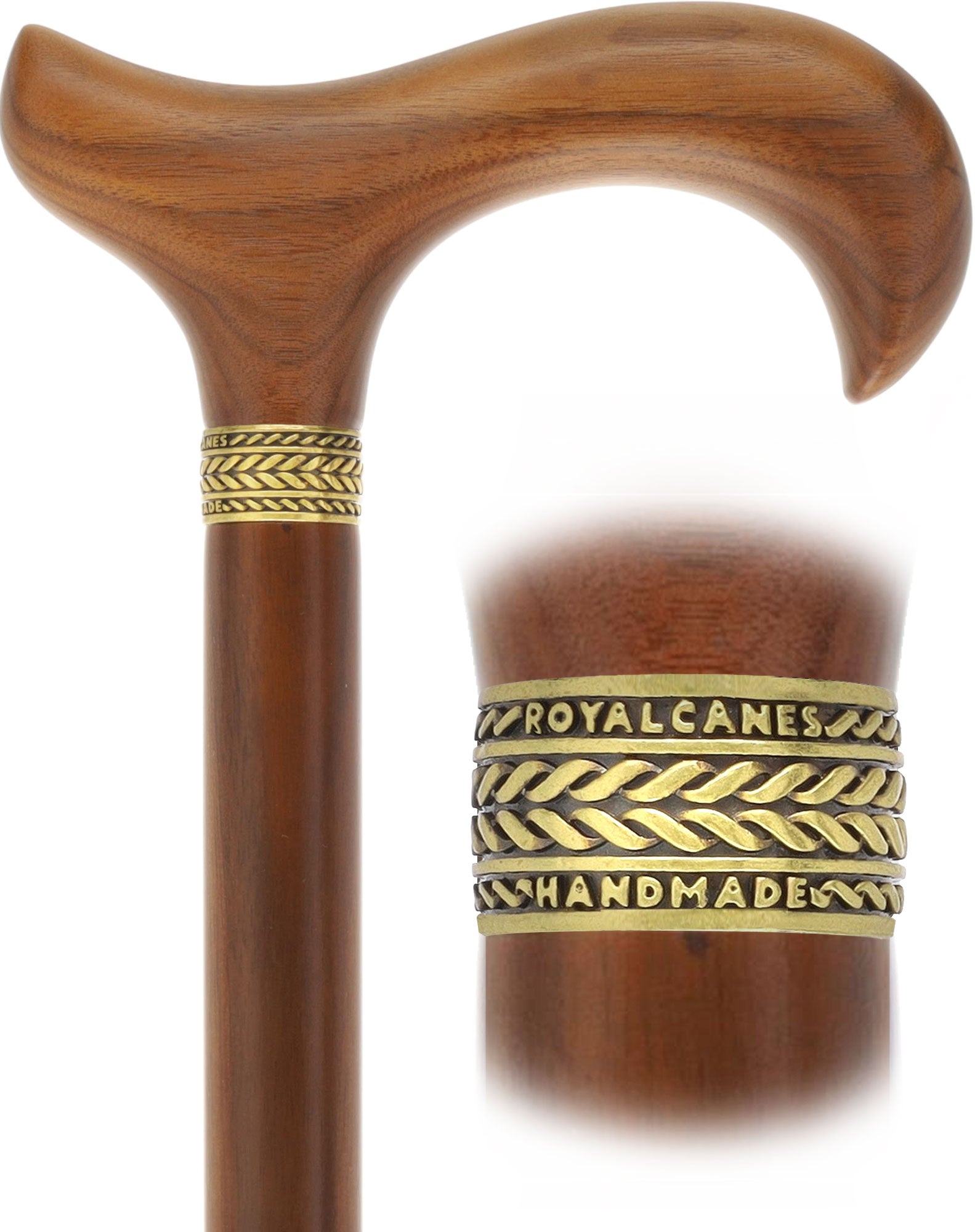 Derby Handle Standard Size (Rich Walnut Wood, Pewter Collar) Free Shipping Original