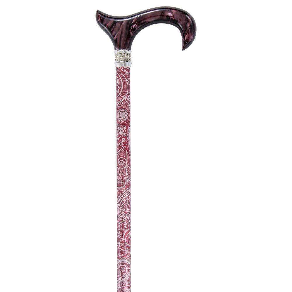 Scratch and Dent Scarlet Pearlz w/ Rhinestone Collar and Scarlet Swirl Designer Adjustable V1723Cane With Credit Card Free Shipping