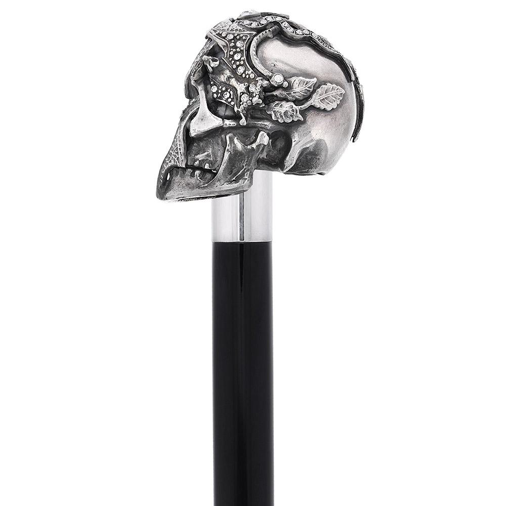 Italian Luxury: Skull & Snakes Cane, Crafted in 925r Silver Free Shipping Looking For