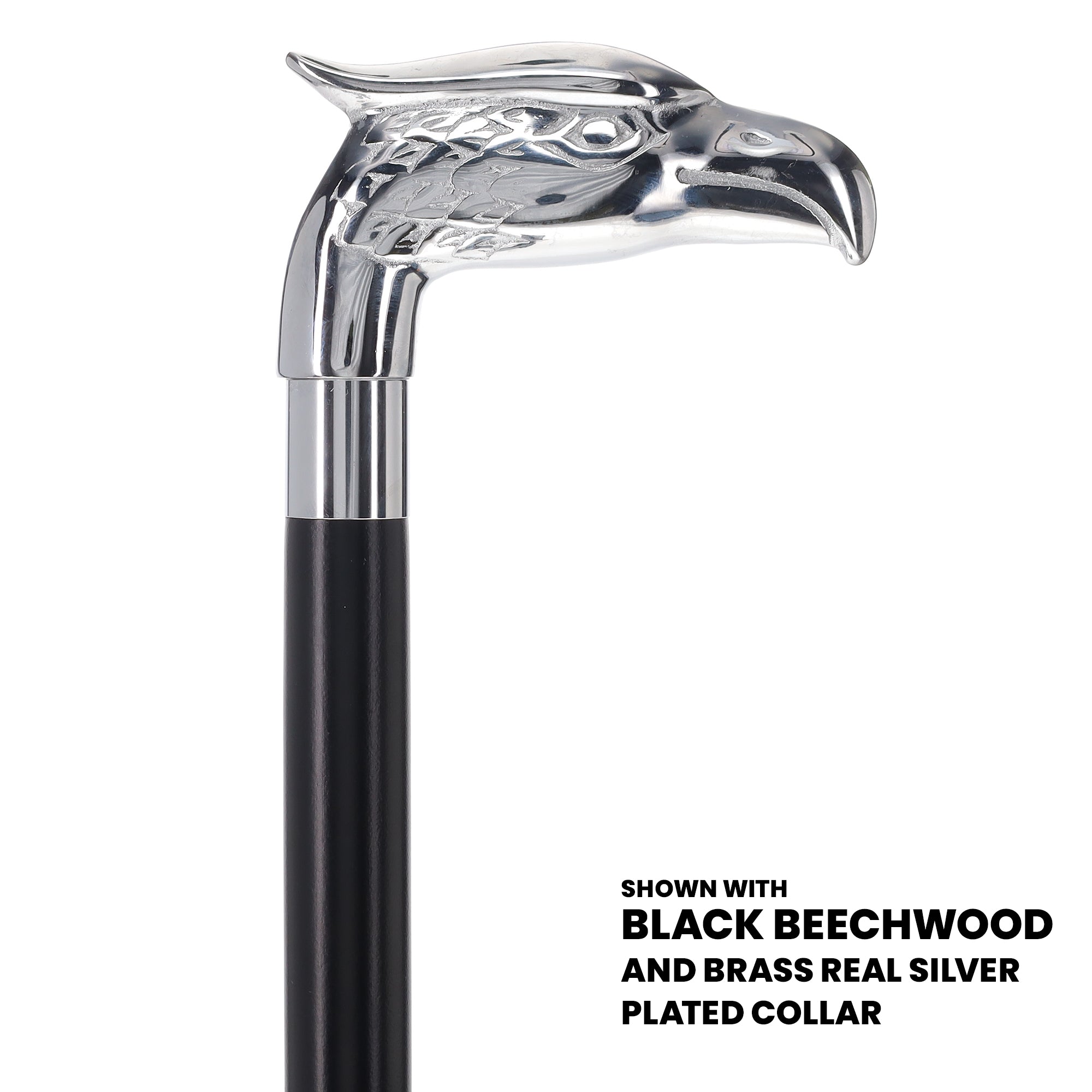 Eagle Premium Chrome Brass Handle Cane: Custom Shaft & Collar Buy Cheap Browse