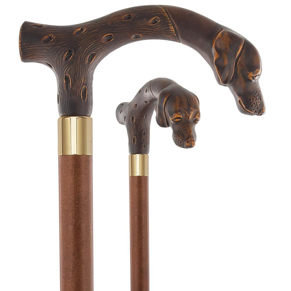 Devoted & Loyal Dog Wooden Fritz Handle Cane w/ Custom Shaft & Collar Choice For Sale