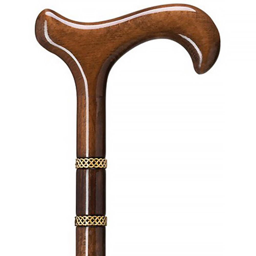 Scratch and Dent Gold Rings & Walnut Braided Derby Cane: Elegant Design V3362 Sale Recommend