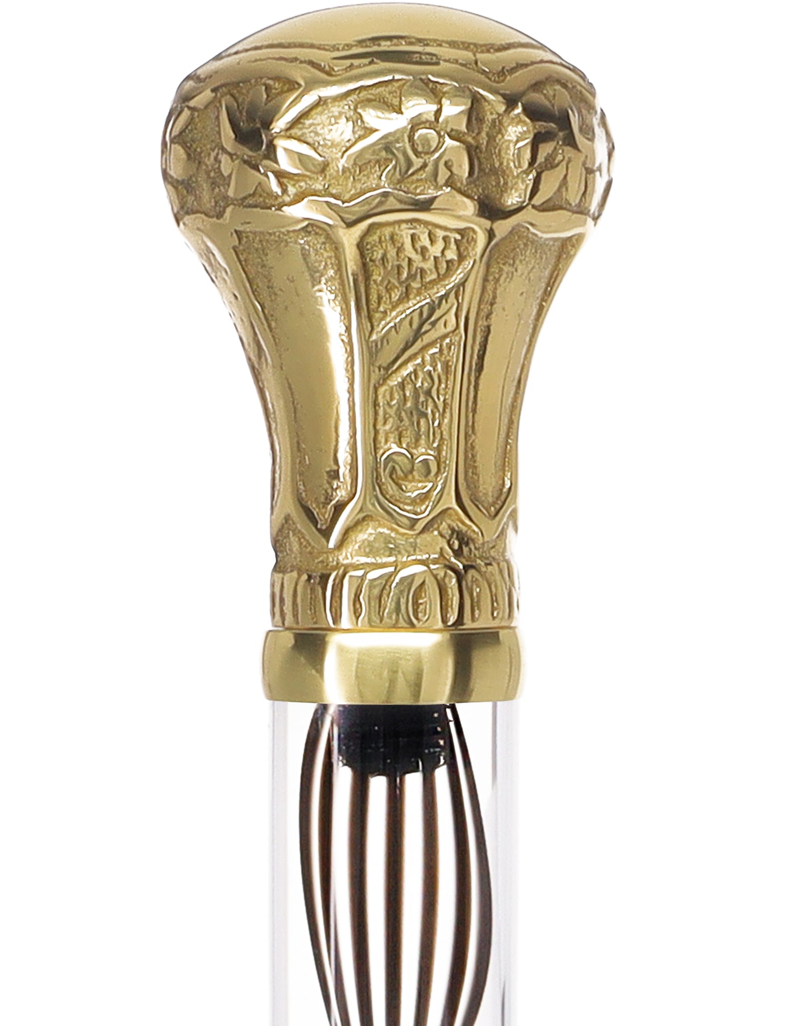 Crystal Elegance Brass Knob Cane with Invisible Acrylic Shaft Options Outlet Huge Surprise