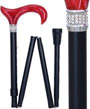 Scratch and Dent Midnight Red Pearlz with Rhinestone Collar and Designer Adjustable Folding Cane V3440 Cheap Sale 100% Original