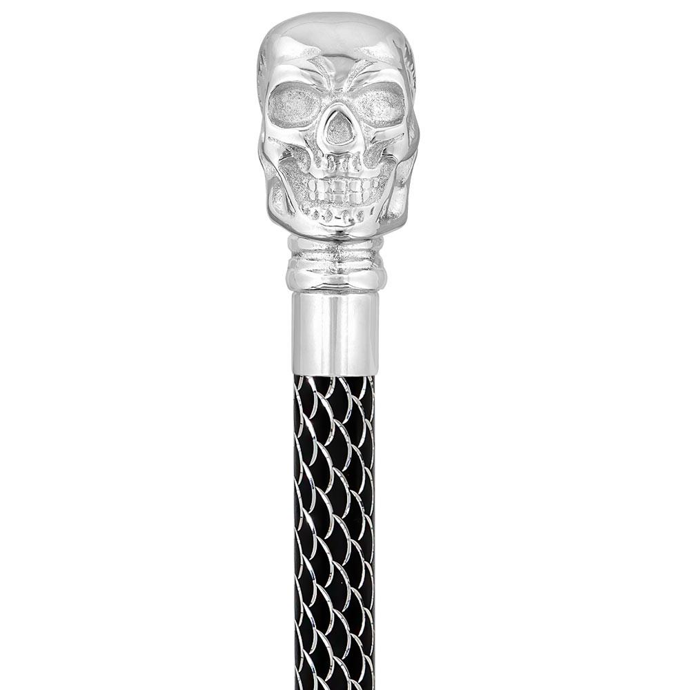 Scratch and Dent Chrome Skull Handle Walking Cane w/ Custom Laser Etched Shaft V1817 2025 New Cheap Pice