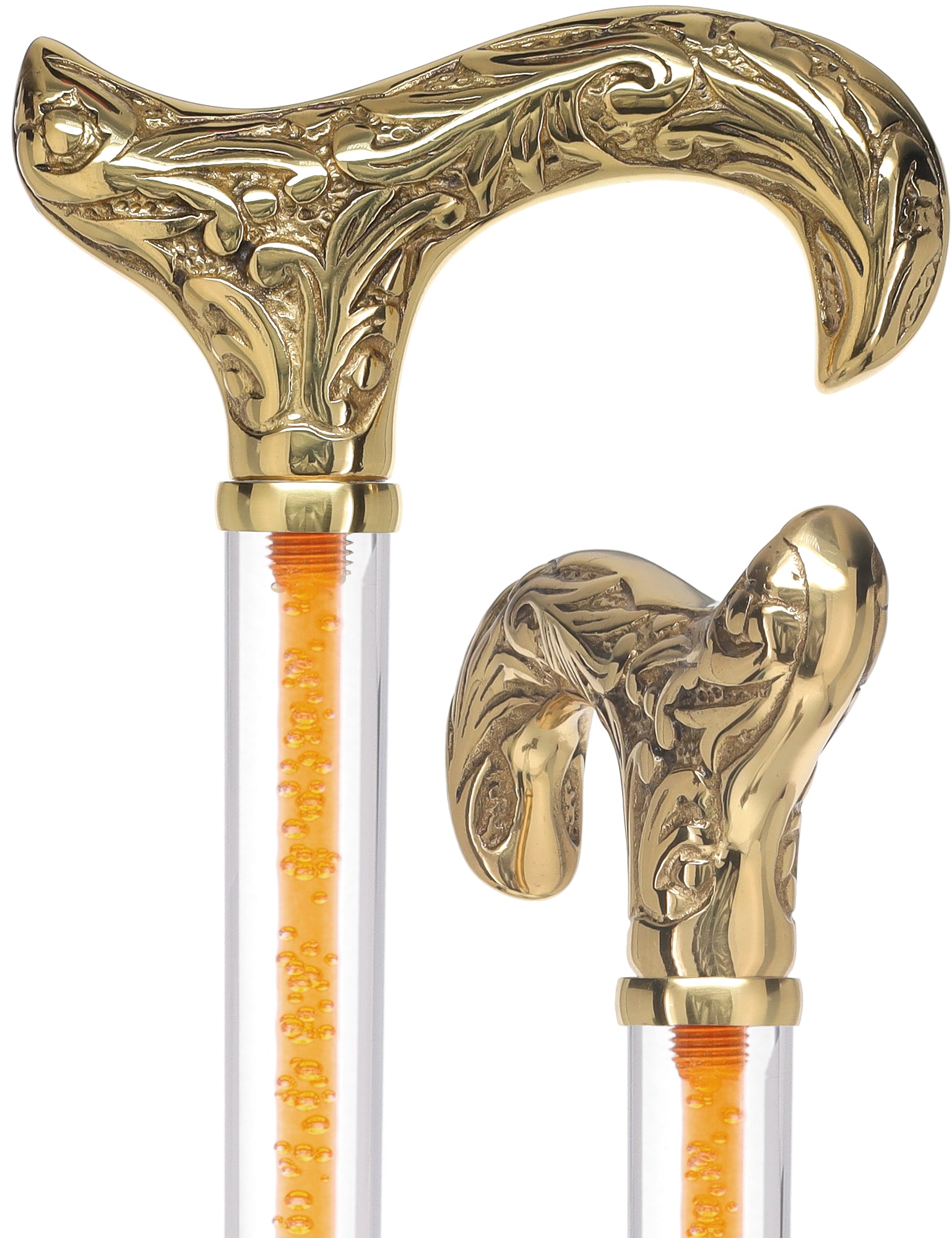 Color Crystal Elegance Brass Derby Cane with Invisible Acrylic Shaft Options Visit New Online