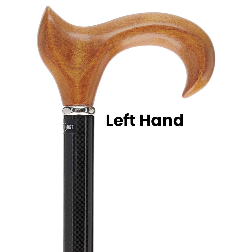 Cherry Maple Ergonomic Cane: Carbon Fiber Shaft, Silver Collar Best Pices Sale Online