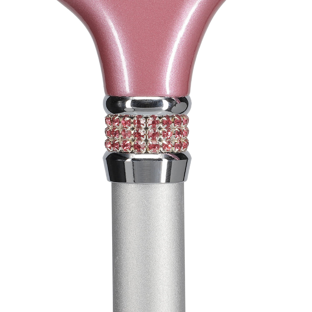 Rhinestone Designer Cane: Chic Pink Pearlz Sparkles & Handle Pices Online