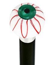 Green Iris Bloodshot Eye Round Knob Cane w/ Custom Wood Shaft & Collar Discount Big Discount