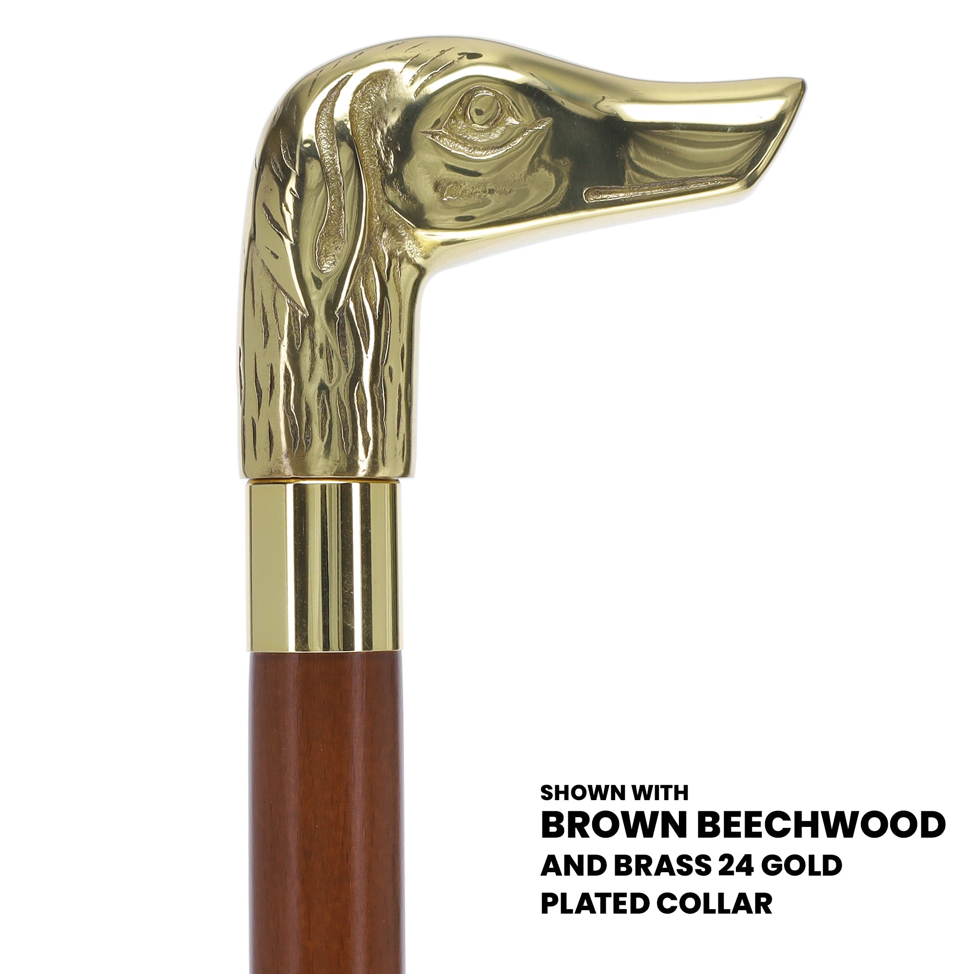 Scratch and Dent Brass Dog Handle Walking Cane w/ Ash Shaft and Brass Gold Collar V2145 Visa Payment