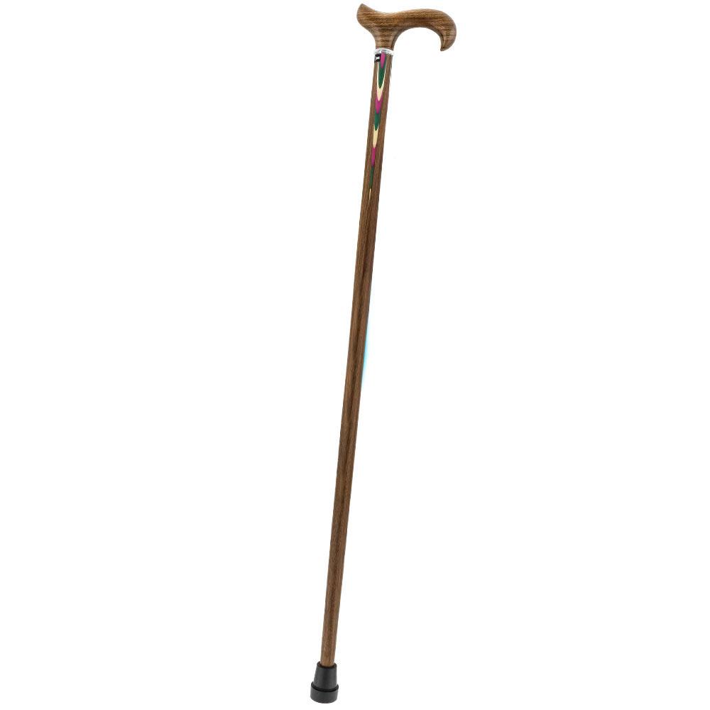 Scratch and Dent Pink & Green Inlaid Derby Walking Cane With Inlaid Ovangkol Shaft and Silver Collar V1263 Shipping Discount Sale
