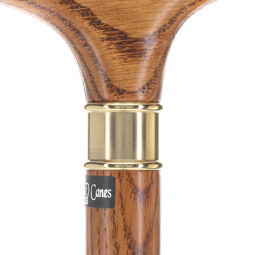 Elegant Fritz Oak Cane w/ Embossed Brass Collar Clearance 100% Guaranteed