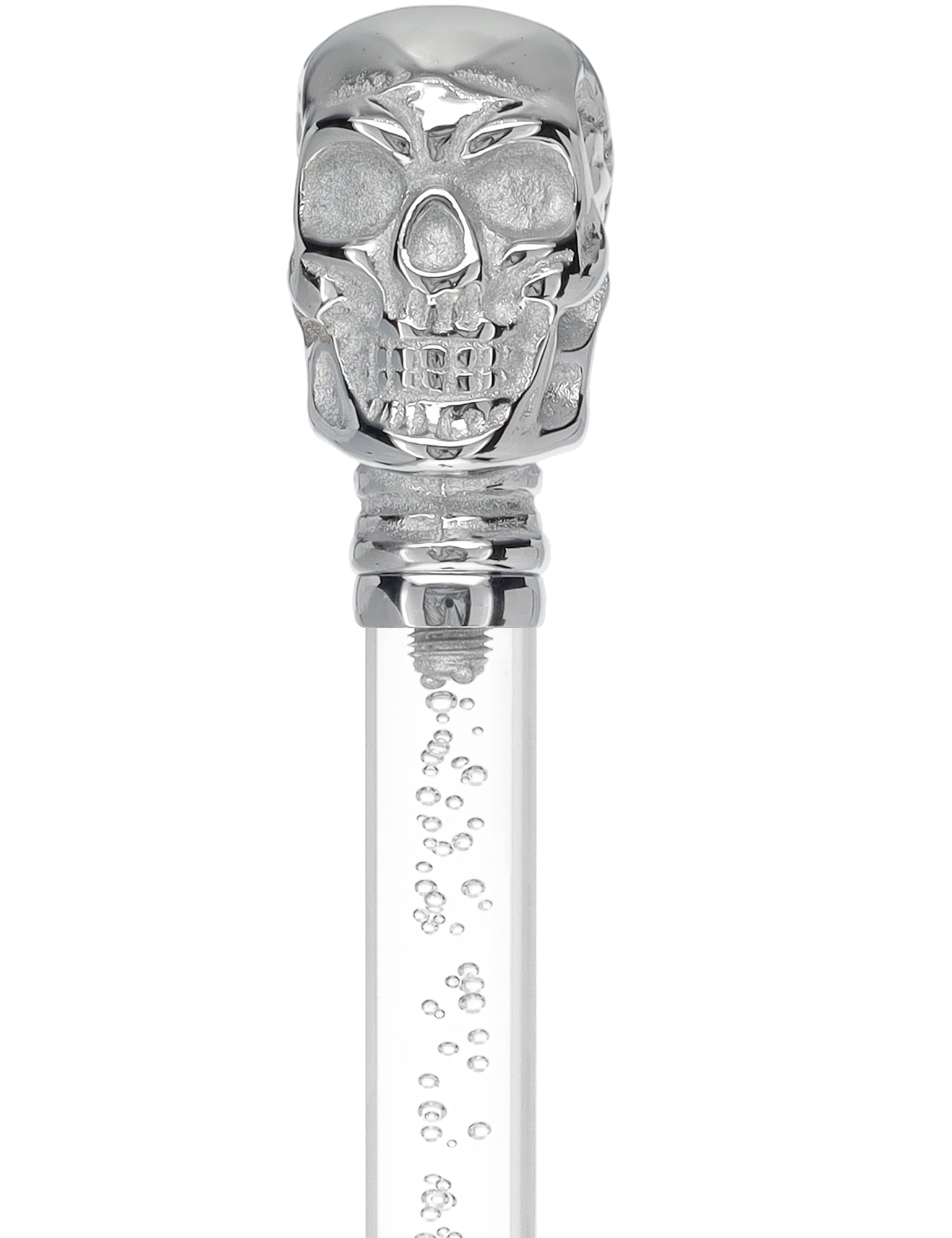 Crystal Elegance Chrome Skull Cane with Invisible Acrylic Shaft Options Free Shipping Perfect