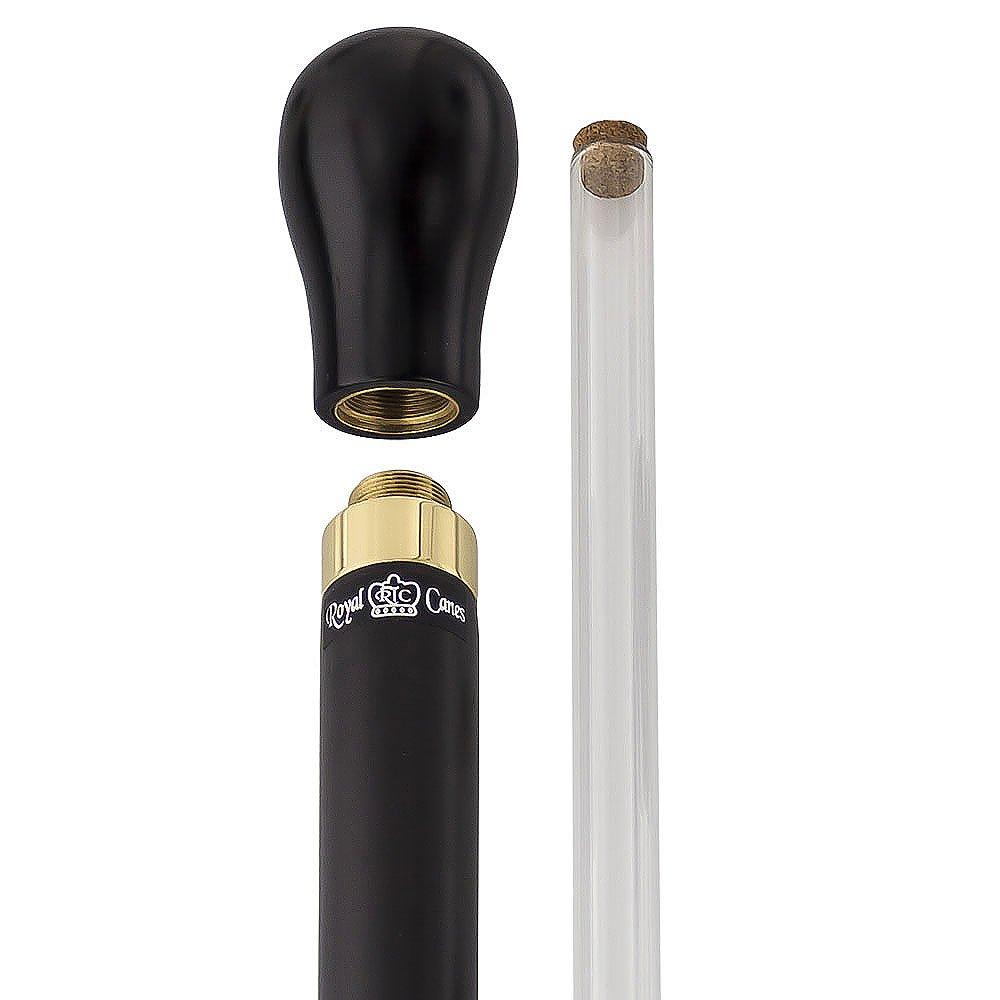 Scratch and Dent Brandy Flask Smuggler Knob Walking Stick With Black Beechwood Shaft and Brass Collar V1221 2025 Online