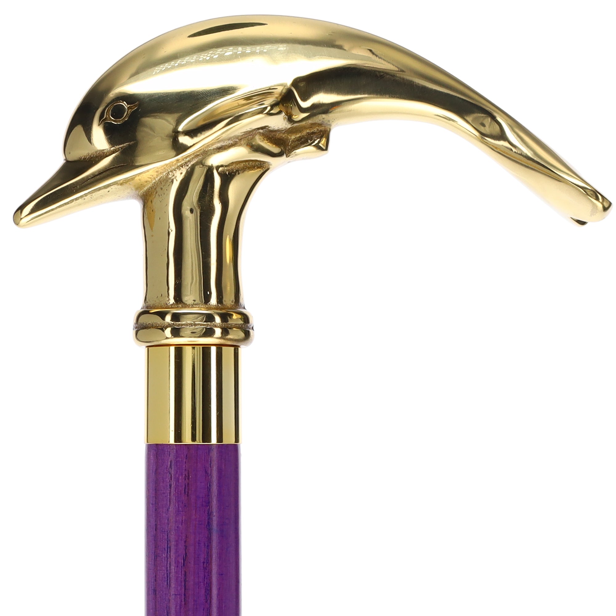 Premium Brass Dolphin Handle Cane: Stained Custom Color Shaft Where To Buy Cheap Real