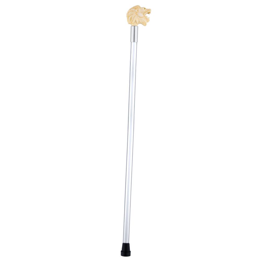 Faux Ivory Roaring Lion Knob Handle Walking Cane w/ Lucite Shaft & Collar Free Shipping New Styles