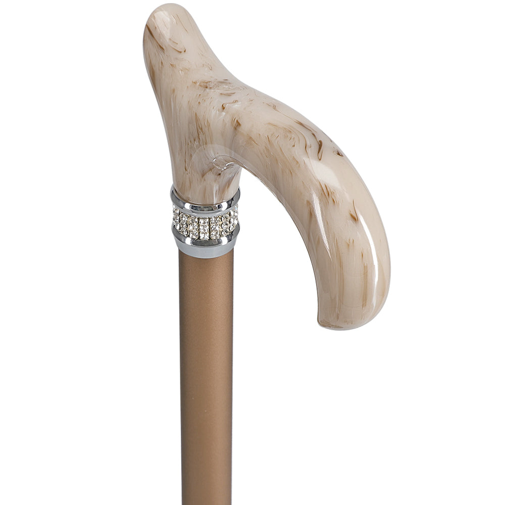 Rhinestone Designer Cane: Exquisite Pearlz Champagne Swirl Clearance Classic