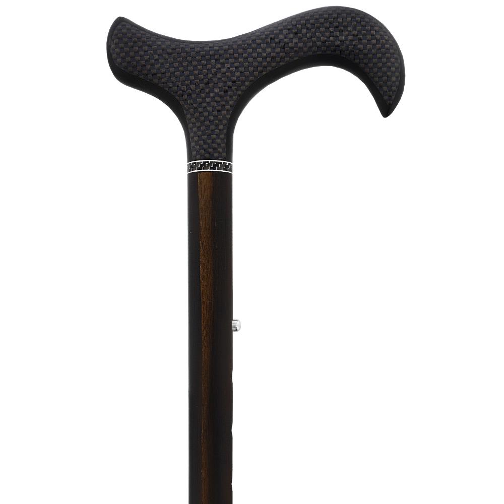 Exotic Ebony Wrapped Carbon Fiber Cane - Foldable, Adjustable Clearance For Cheap