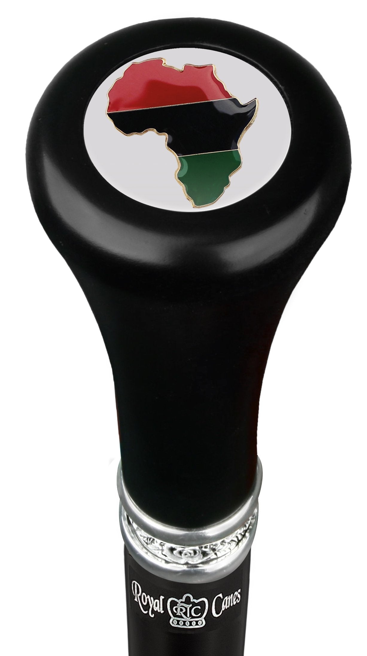 Africa Proud Flat Top Walking Stick w/ Black Beechwood Shaft & Pewter Collar Online For Sale