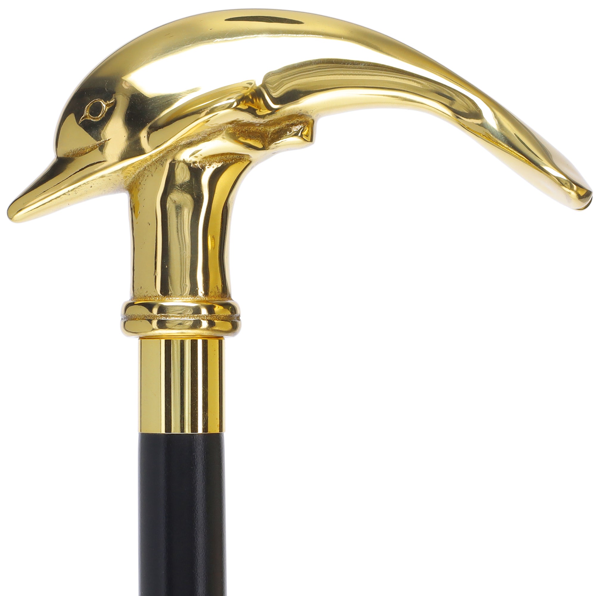 Premium Brass Dolphin Handle Walking Cane: Custom Shaft & Collar Cheap Discount Sale