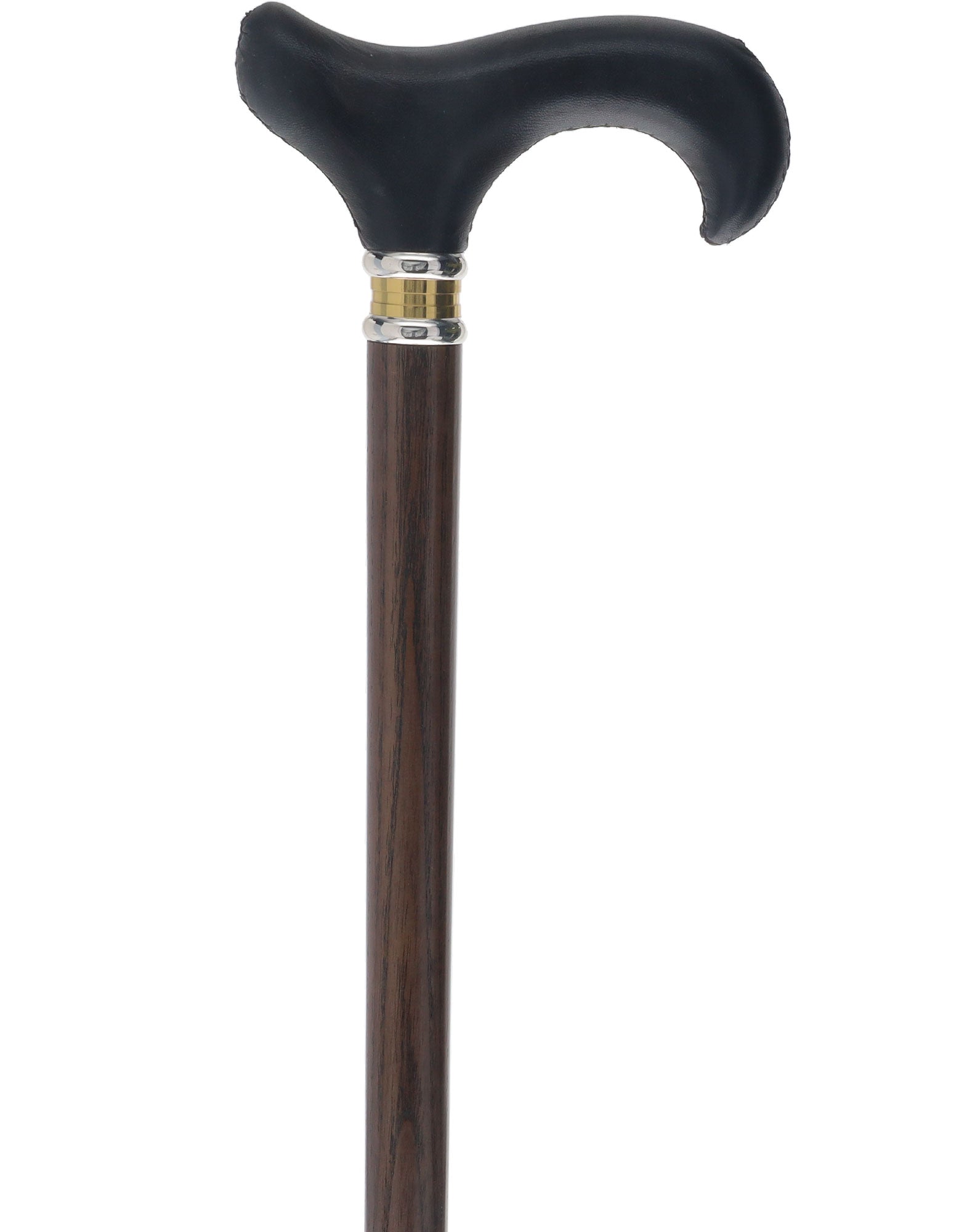 Unique single item listing: Black leather wrapped handle two tone collar walking cane With Paypal