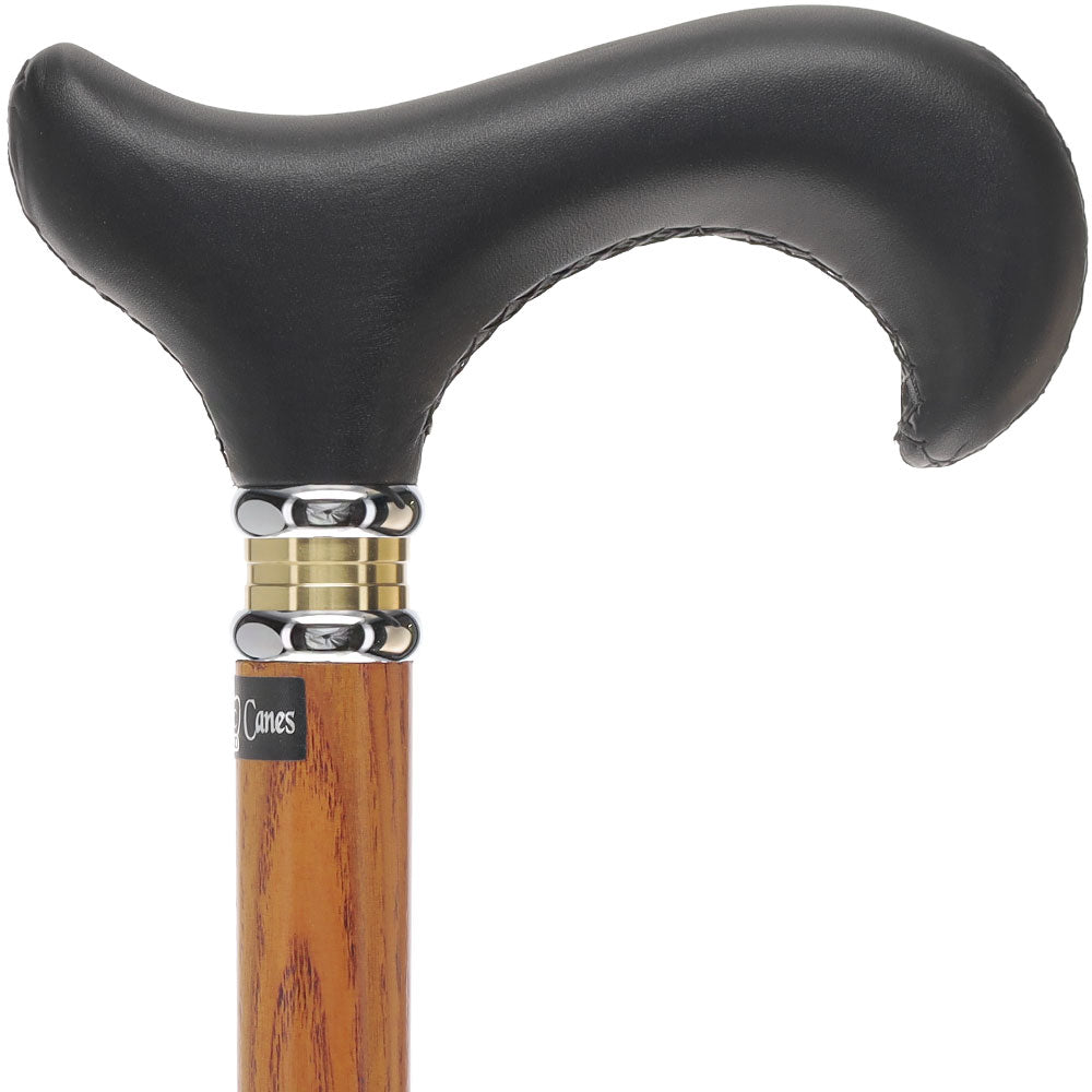 Soft Genuine Leather Grip Derby Cane: Natural Ash Shaft 2025 Cheap Online