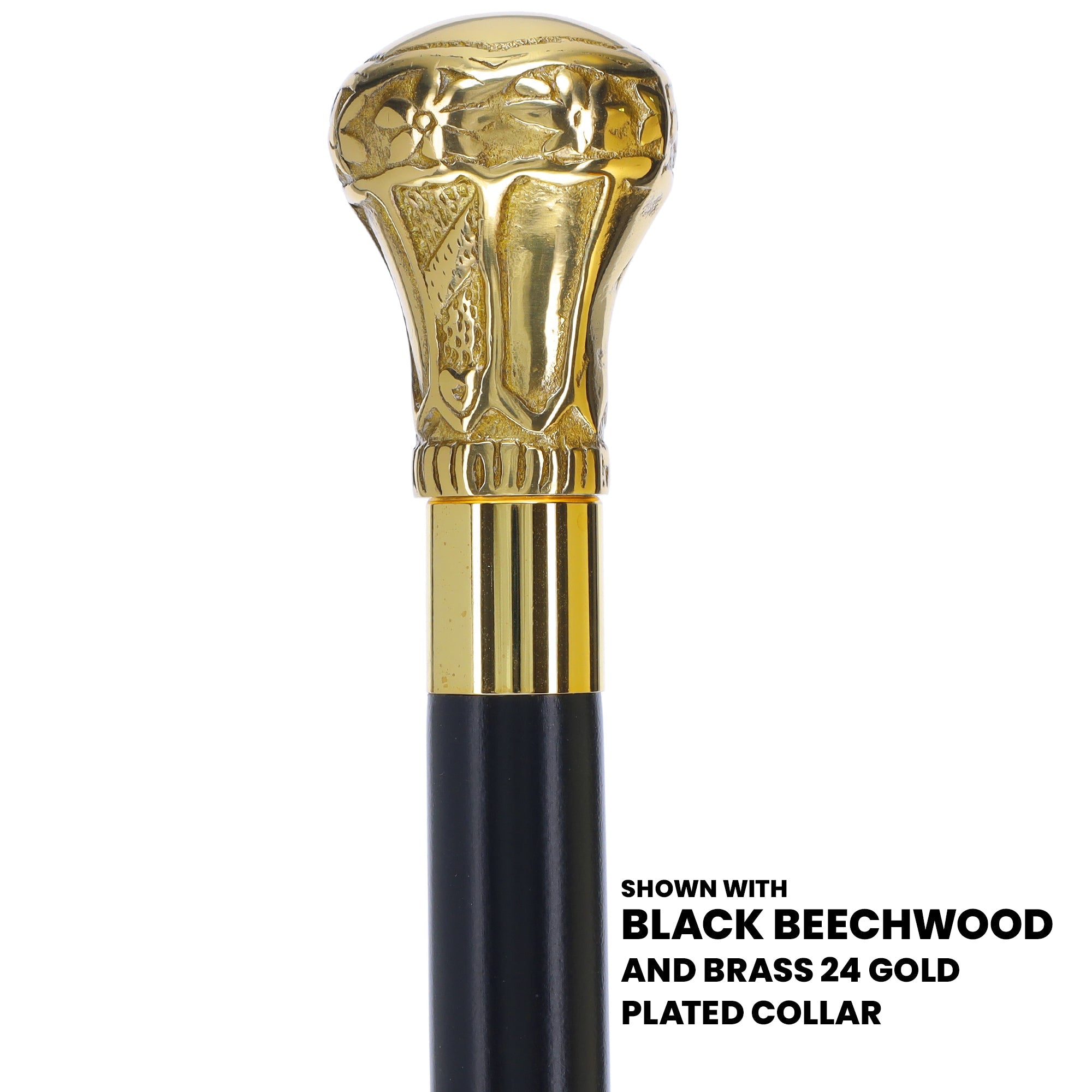 Scratch and Dent Brass Knob Handle Walking Cane w/ Brown Beechwood Shaft and Aluminum Gold Collar V3149 Cheap With Mastercard
