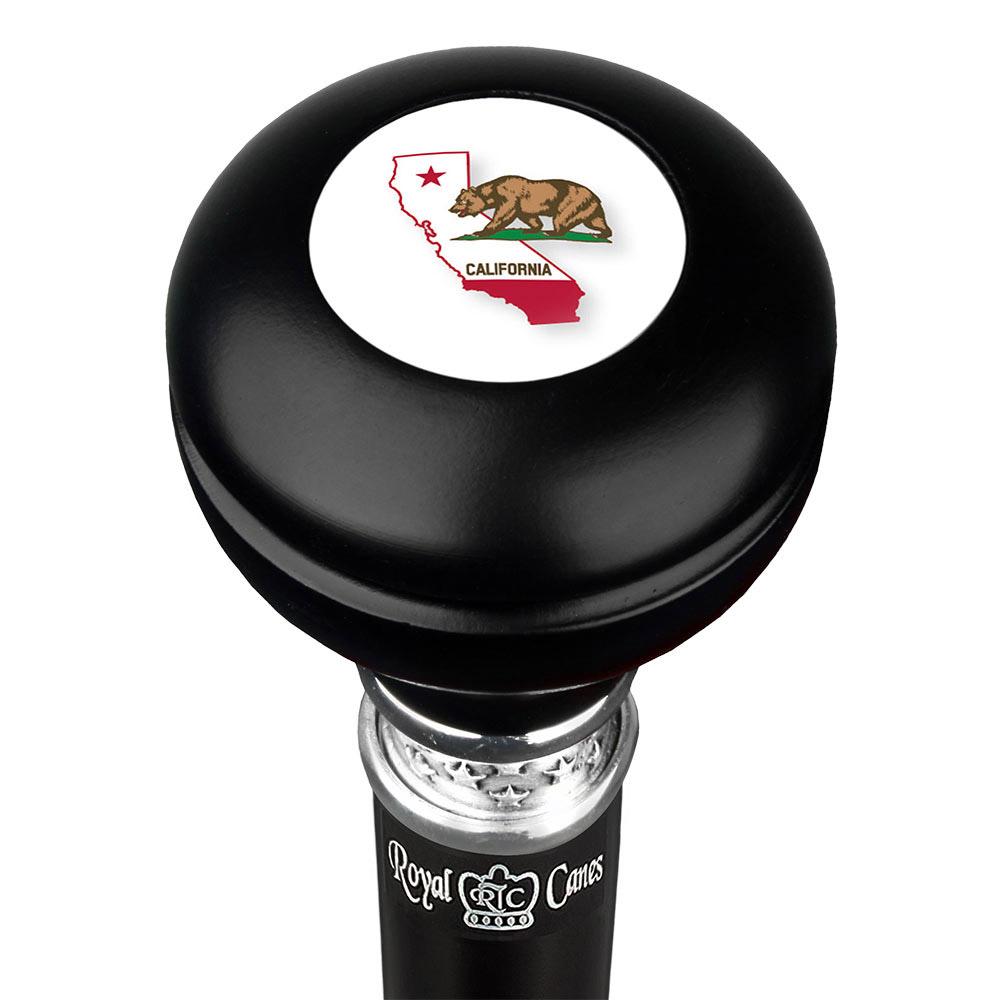 California Flag Emblem Knob Stick: Large Knob, Pewter Collar Discount Low Shipping Fee