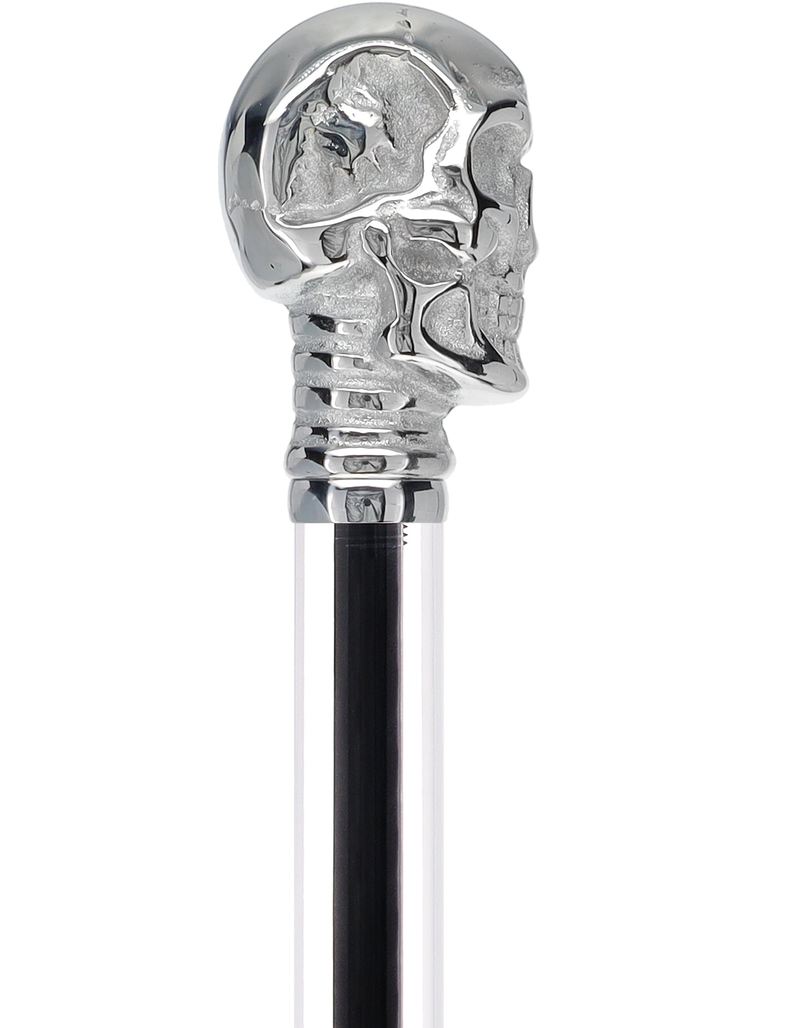 Crystal Elegance Chrome Skull Cane with Invisible Acrylic Shaft Options Free Shipping Perfect