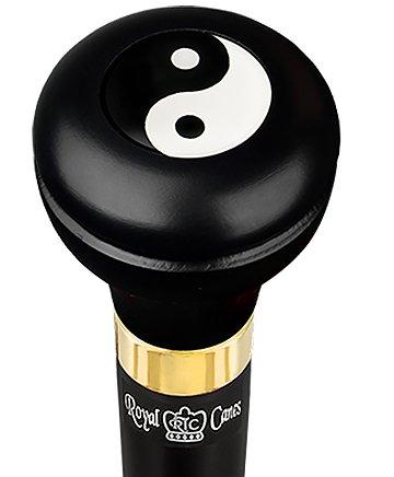 Scratch and Dent Yin & Yang Caduceus Emblem Flask Walking Stick: Wood Shaft Hidden Flask V3076 Outlet For You